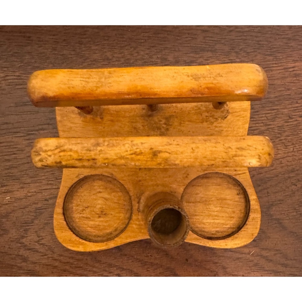 Vintage Wood Napkin Holder & Salt/Pepper Shaker Table Caddy Organizer